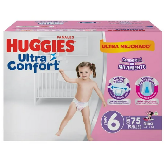 Pañales Huggies Ultra Confort Etapa 6 Niña 75 pzas - .