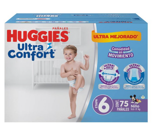 Pañales Huggies Ultra Confort Etapa 6 Niño 75 pzas - .