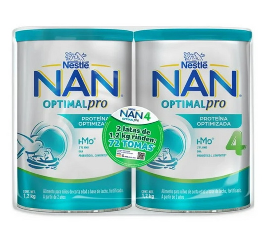 Alimento para Niños NAN Optimal Pro 4 con 2 Latas de 1.2 kg - .