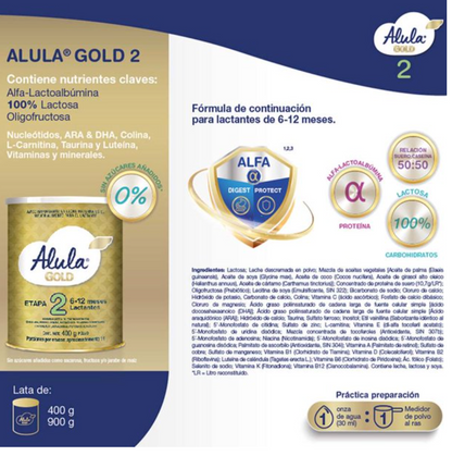 Fórmula Infantil de Continuación Alula Gold Promil 2 pzas de 900 gr c/u (5.0) 5 estrellas de 1 reseña - .