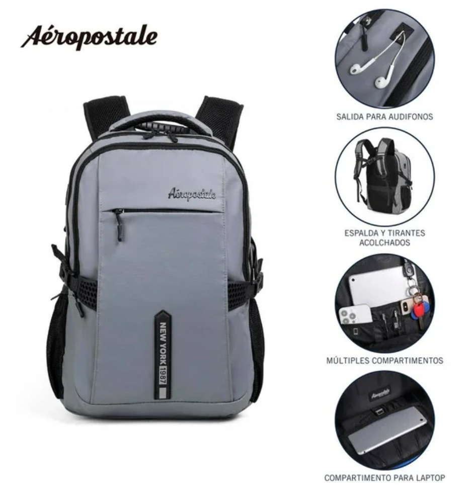 Backpack Aeropostale Portalaptop de 15" Gris - .