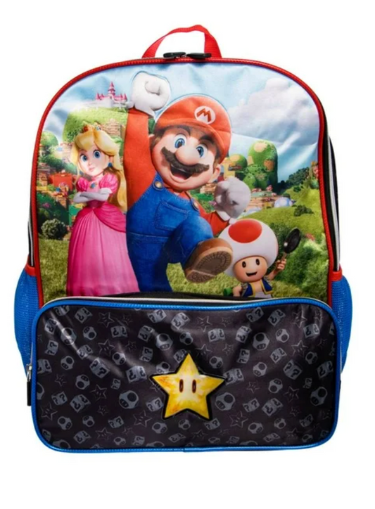 Backpack Ruz Mario Bros Primaria Rojo con Negro - .