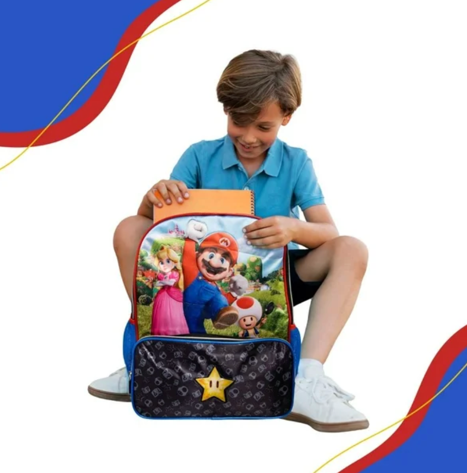 Backpack Ruz Mario Bros Primaria Rojo con Negro - .