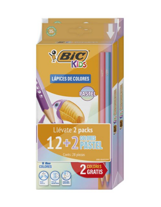 Set de Lápices de Colores Bic Kids 2 Packs de 12 + 2 pzas - .