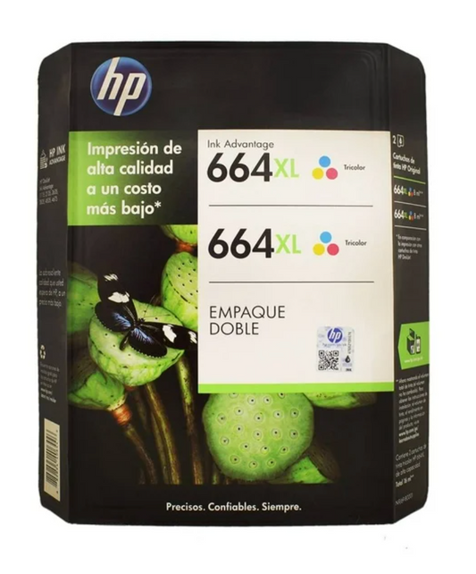 Cartucho de Tinta HP Ink Advantage 664XL N9J69BL Tricolor 2 pzas - .