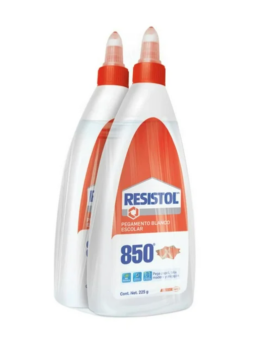Set de Pegamento Blanco Escolar Resistol 850 con 2 pzas de 225 g - .