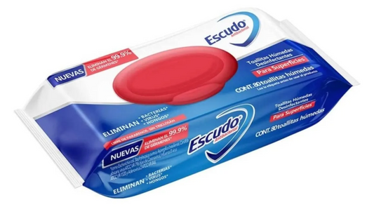 Caja Escudo Toallas Húmedas Desinfectantes Para Superficies 24 paquetes de 80 toallas - SCG
