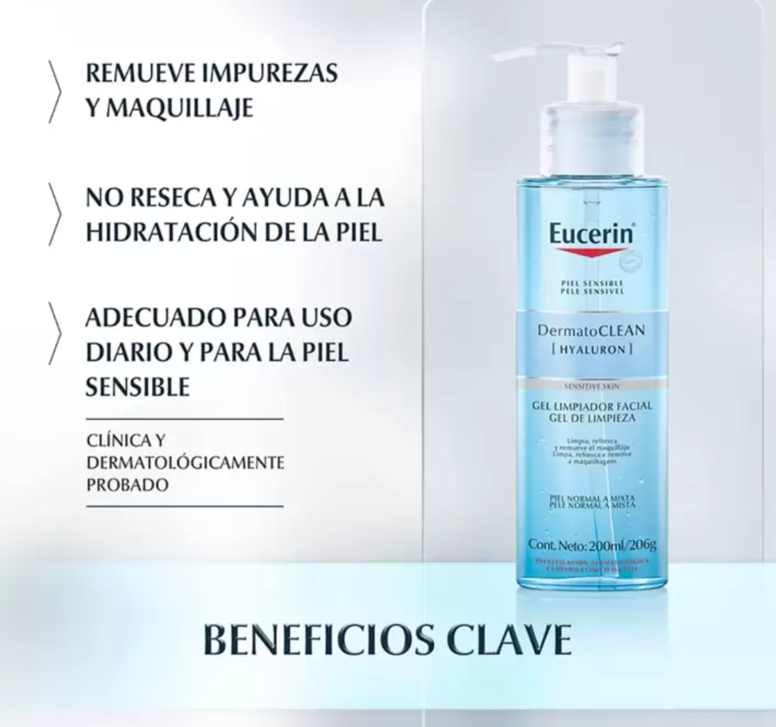 Eucerin Limpiador Facial en Gel 2 pzas de 200 ml - KOZ