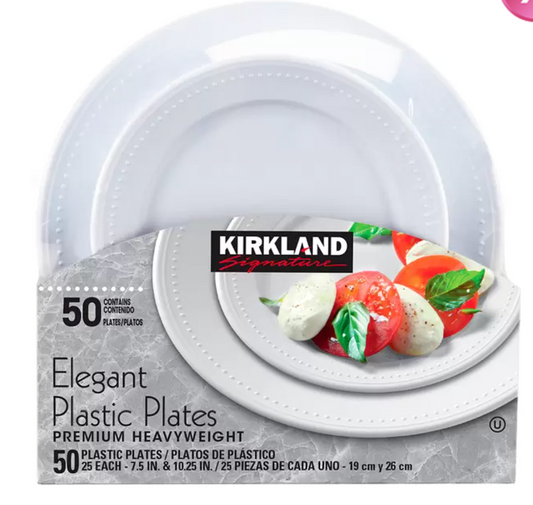 Kirkland Signature Elegantes Platos de Plástico Premium 50 pzas - .
