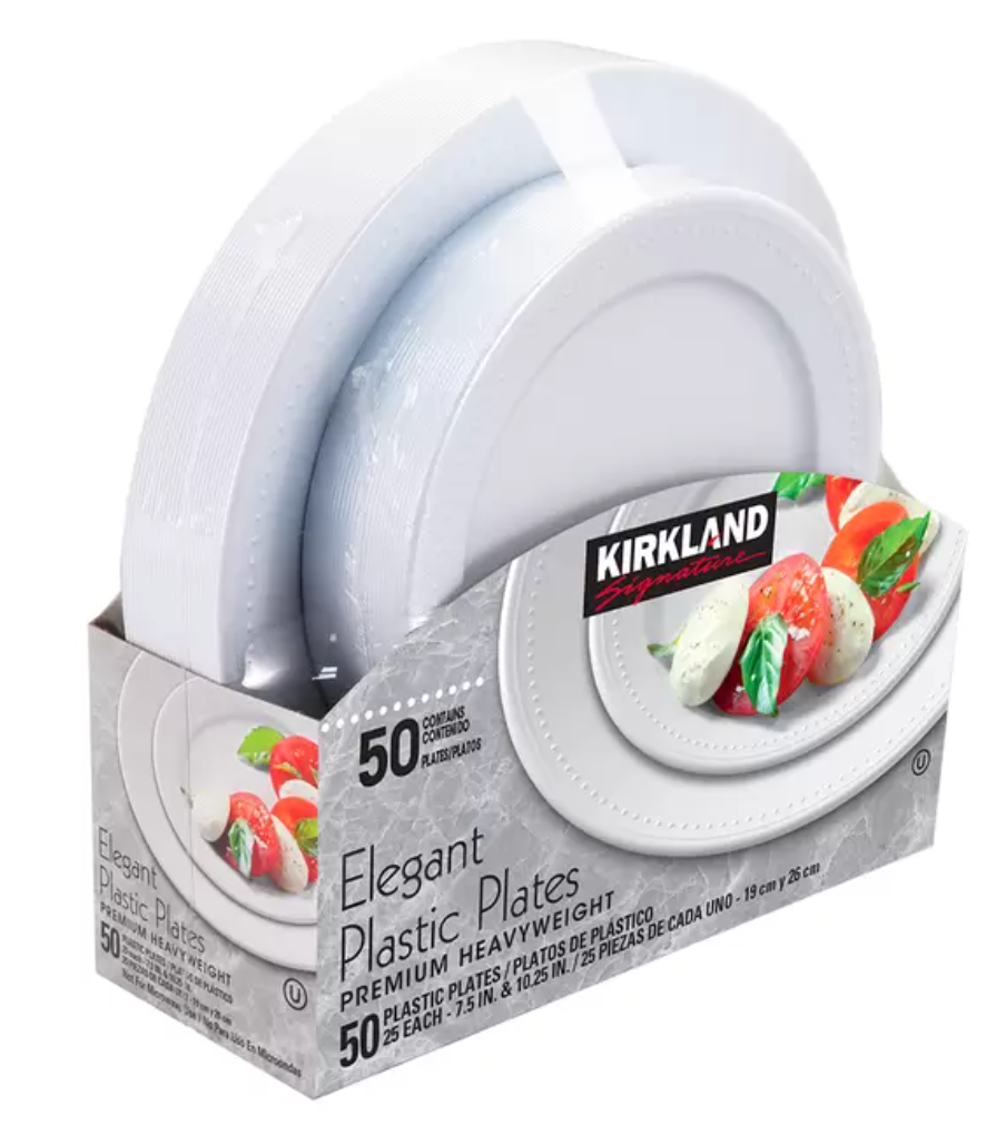 Kirkland Signature Elegantes Platos de Plástico Premium 50 pzas - .