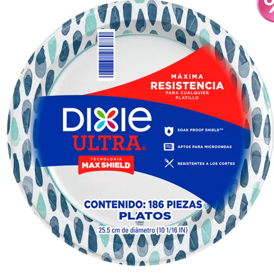Dixie Ultra Platos de Papel 186 pzas de 25.5 cm - KOZ