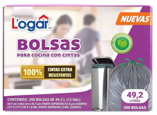 Logar Bolsas Para Basura 200 pzas de 49.2 L - KOZ