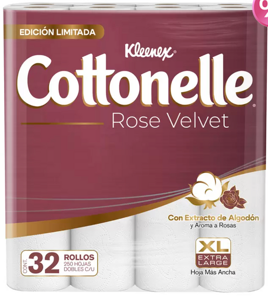 Kleenex Cottonelle Rose Velvet Papel Higiénico 32 Rollos - KOZ
