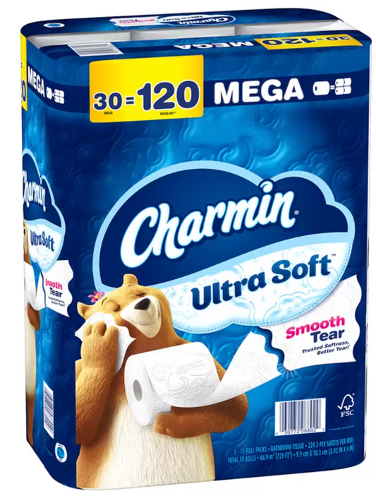 Charmin Papel Higiénico Ultra Soft 30 Mega Rollos - .