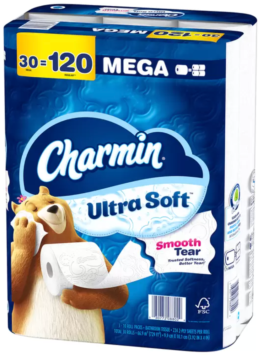 Charmin Papel Higiénico Ultra Soft 30 Mega Rollos - .