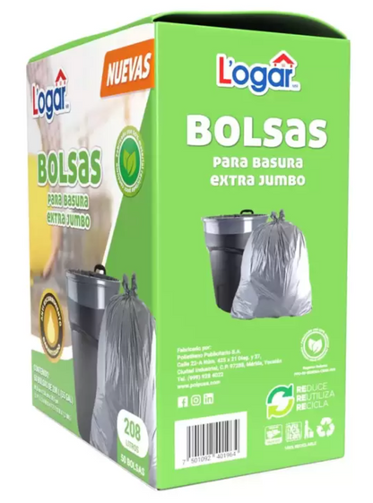 Logar Bolsas Para Basura Extra Jumbo 50 pzas de 208 L - KOZ