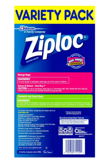 Ziploc Paquete Surtido de Bolsas 347 piezas - KOZ