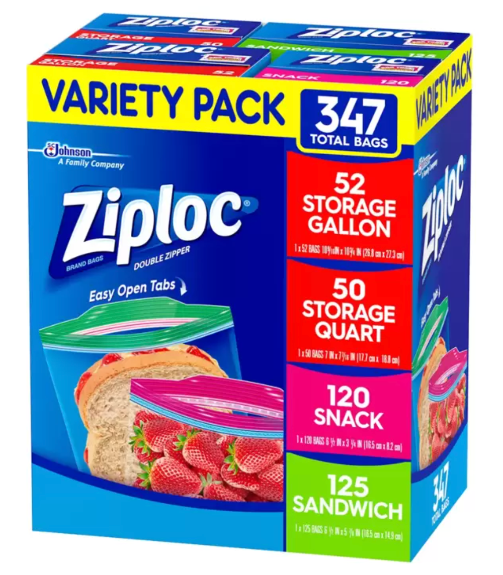 Ziploc Paquete Surtido de Bolsas 347 piezas - .