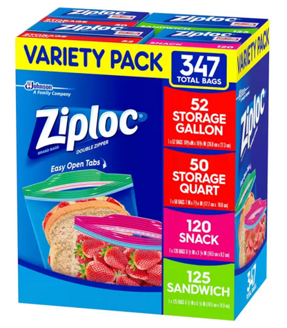 Ziploc Paquete Surtido de Bolsas 347 piezas - .