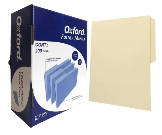 Oxford Fólder Manila Tamaño Carta 200 piezas - .