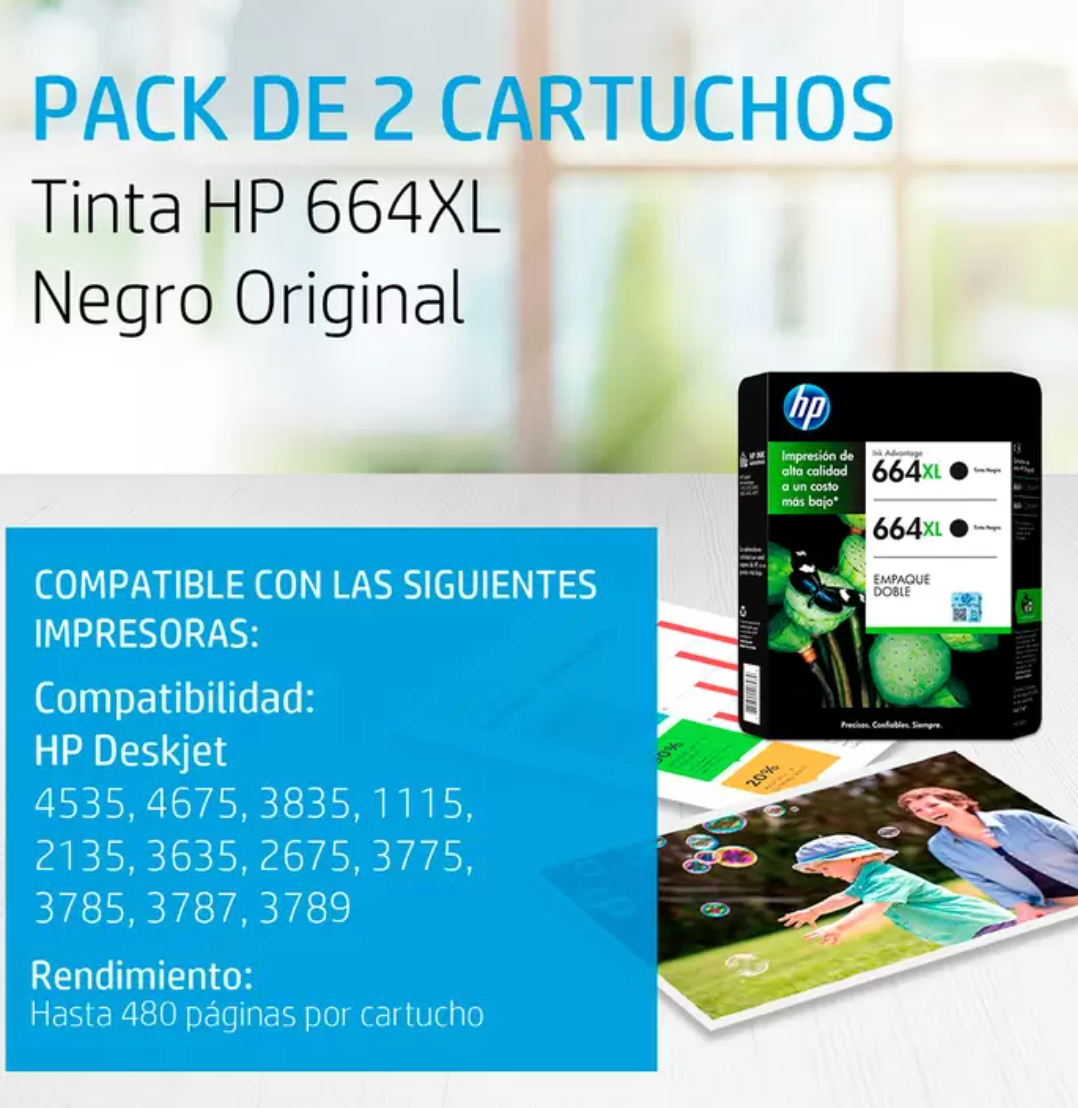 HP664 XL Cartucho de Tinta Negro - .