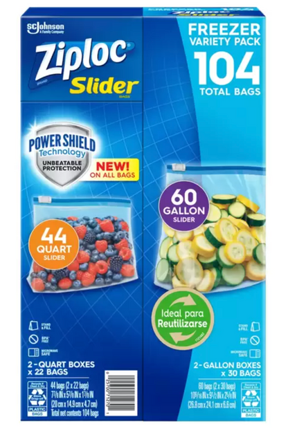 Ziploc Bolsas para Congelar con Cierre Slider 104 piezas - .