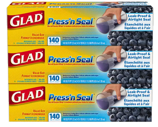 Glad Press'n Seal Plástico Adherente 3 piezas - .