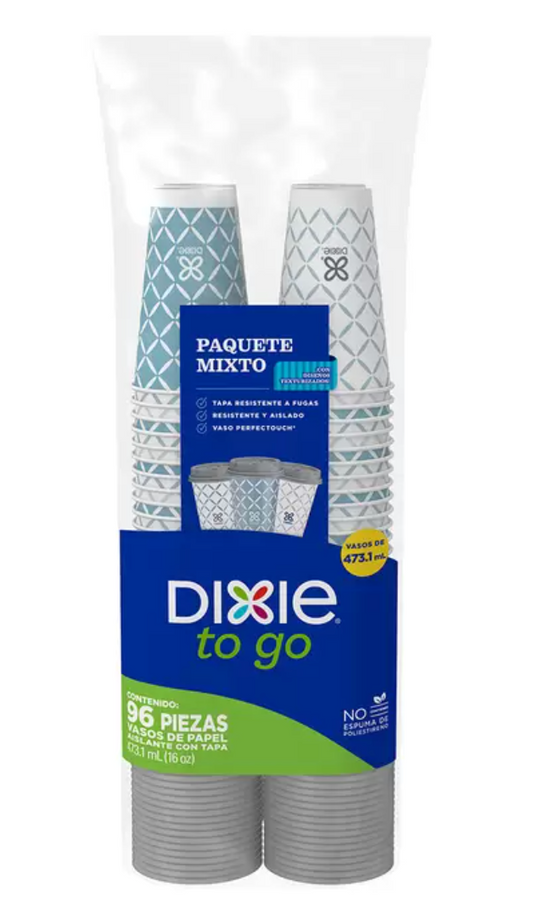 Dixie Vasos Aislantes con Tapa 96 pzas de 473 ml - .