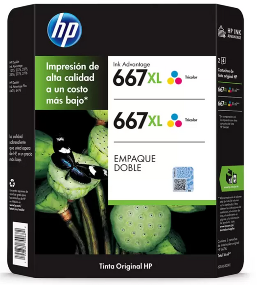 HP667 XL Cartucho de Tinta Tricolor - .