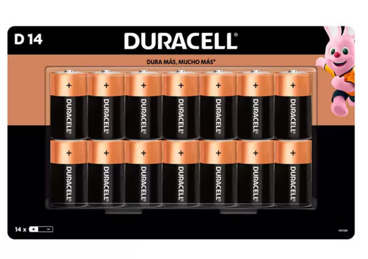 Duracell, Pilas Alcalinas D de 14 piezas