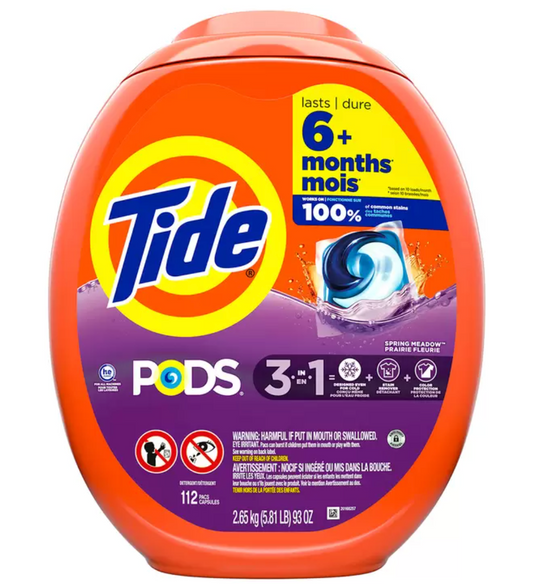 Tide Pods Detergente para ropa en cápsulas Spring Meadow, 112 piezas - KOZ