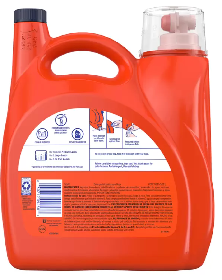 Tide Original Detergente Líquido, 5.02 L - KOZ