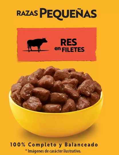 Pedigree Alimento Para Perros Adultos Razas Pequeñas, Sabor Res 100 gr, Paquete De 24 Sobres - .