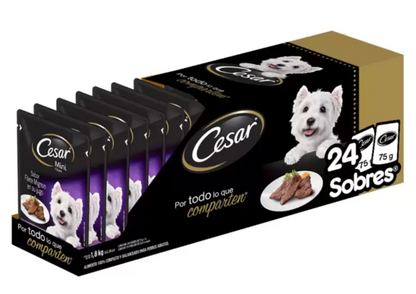 Cesar Alimento Húmedo para Perro Sabor Filete Mignon 24 pzas de 75 grs - .