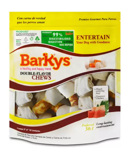 Barkys Hueso de Carnaza de Res y Pollo 10 piezas - .