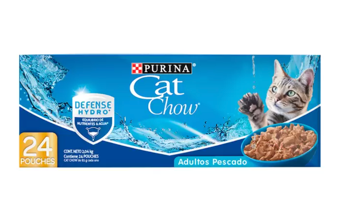 Cat Chow Purina Alimento Húmedo Adulto Sabor Pescado 24 pzas 85 grs - .