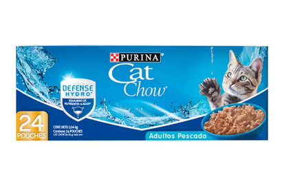 Cat Chow Purina Alimento Húmedo Adulto Sabor Pescado 24 pzas 85 grs - .