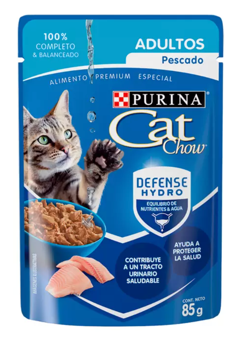 Cat Chow Purina Alimento Húmedo Adulto Sabor Pescado 24 pzas 85 grs - .
