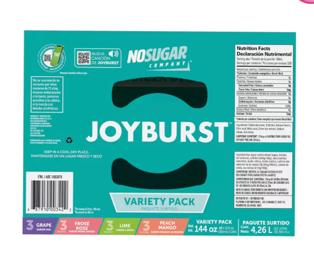 Joyburst Bebida Energética 12 latas de 355 ml - .