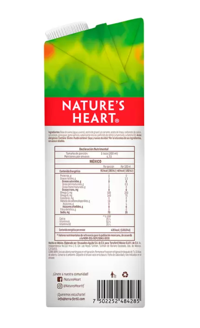 Nature's Heart Bebida de Avena y Linaza 6 de 946 ml - .