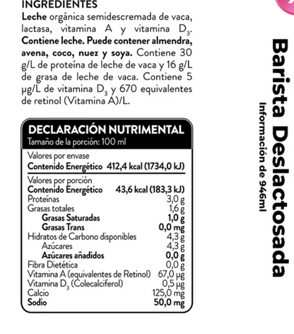 Bové Barista Leche Deslactosada 6 pzas de 946 ml - .