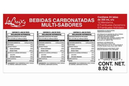 LaCroix Bebida Carbonatada 24 pzas de 355 ml - KOZ