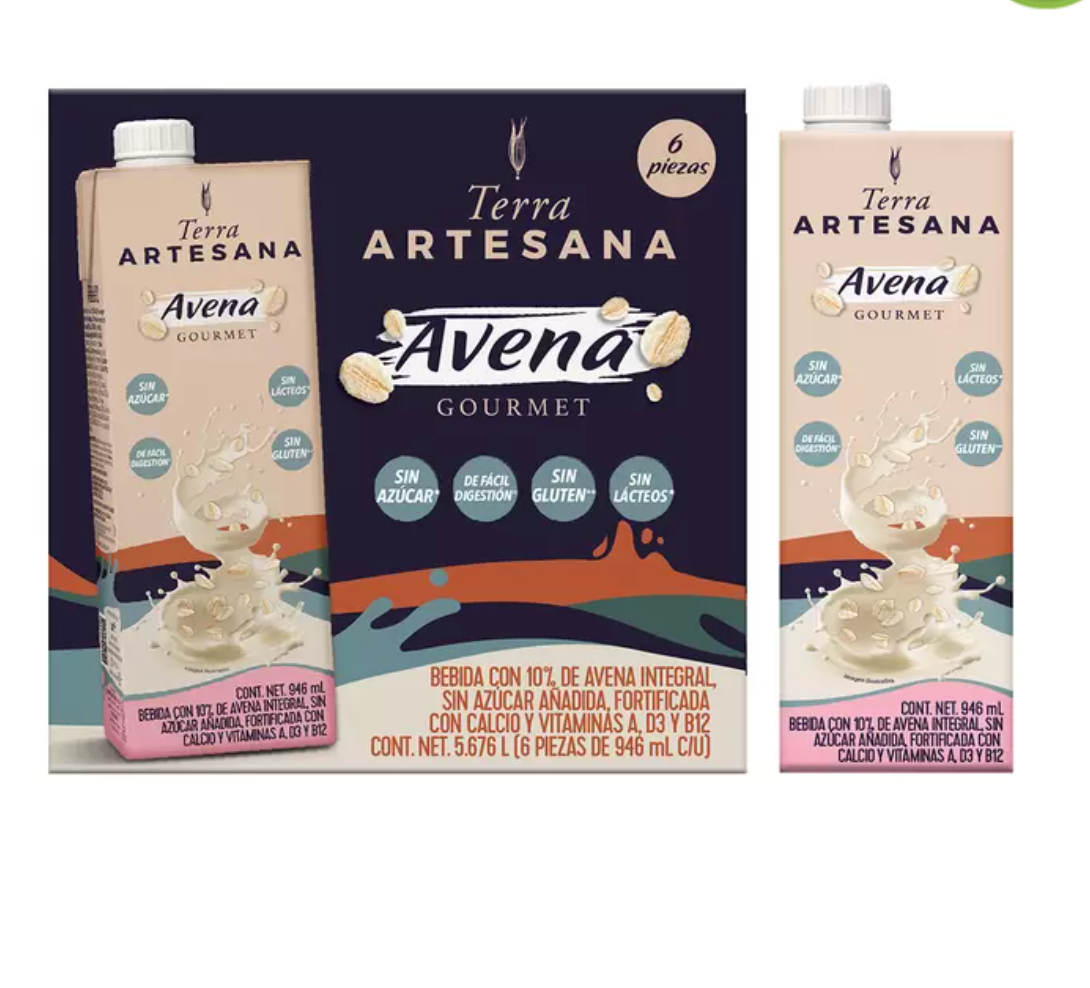 Terra Artesana Bebida de Avena con 6 piezas de 946 ml - KOZ