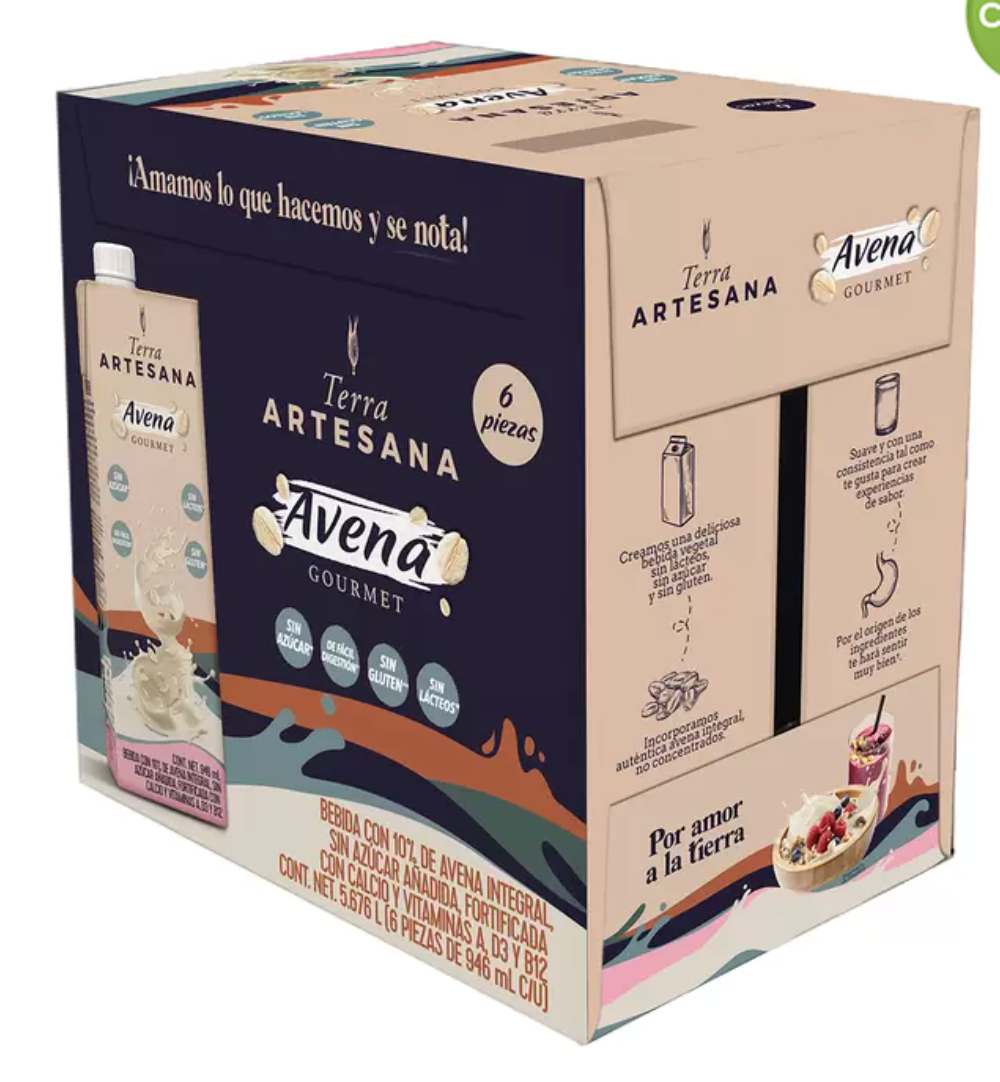 Terra Artesana Bebida de Avena con 6 piezas de 946 ml - .