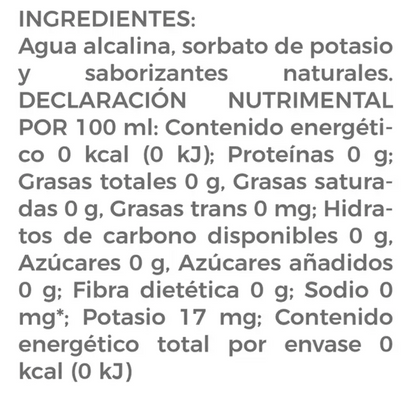Zoé Water Agua Alcalina Sabor Frutos Rojos 12 piezas de 500 ml - .
