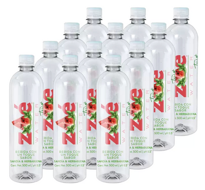 Zoé Water Twist Agua Alcalina Sabor Sandía y Hierbabuena 12 piezas de 500 ml - .
