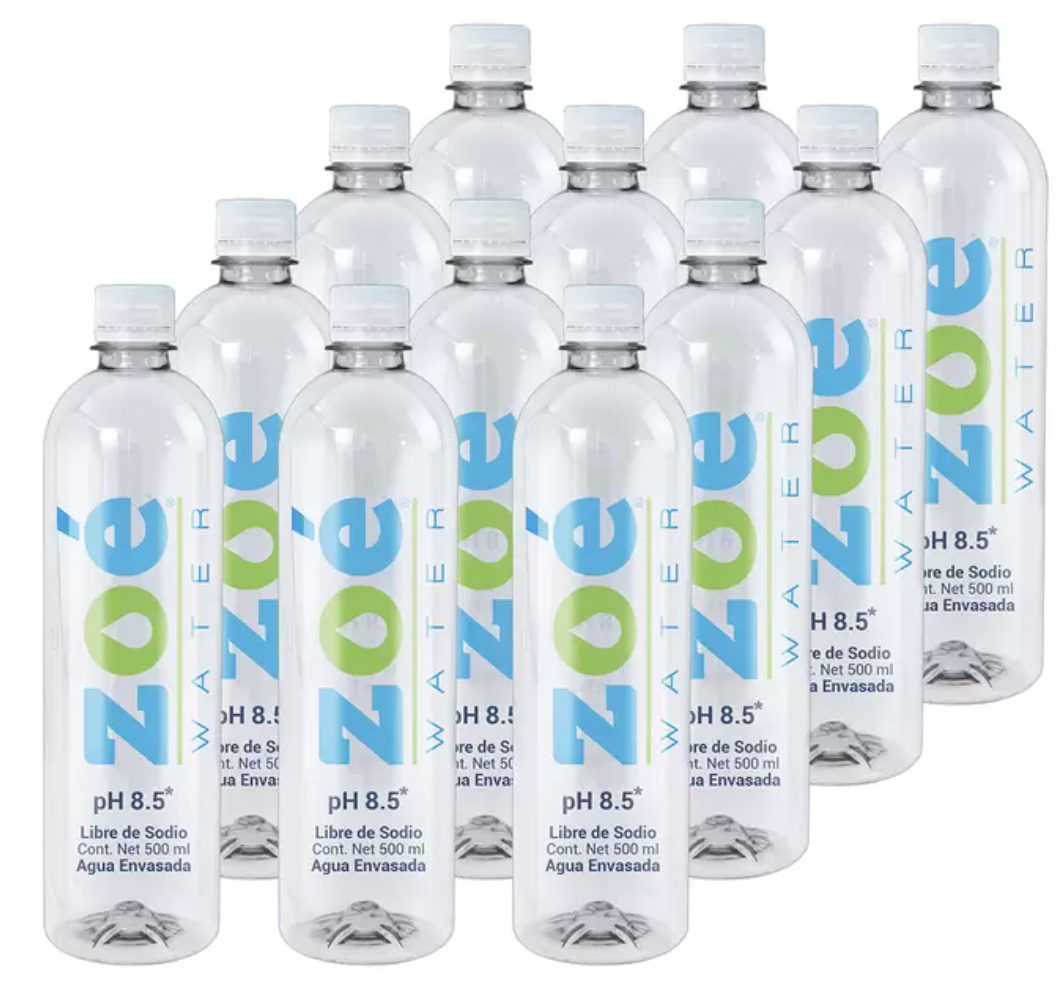 Zoé Water Agua Alcalina 12 piezas de 500 ml - KOZ