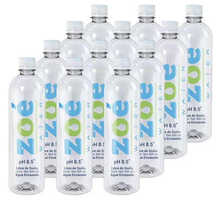Zoé Water Agua Alcalina 12 piezas de 500 ml - .