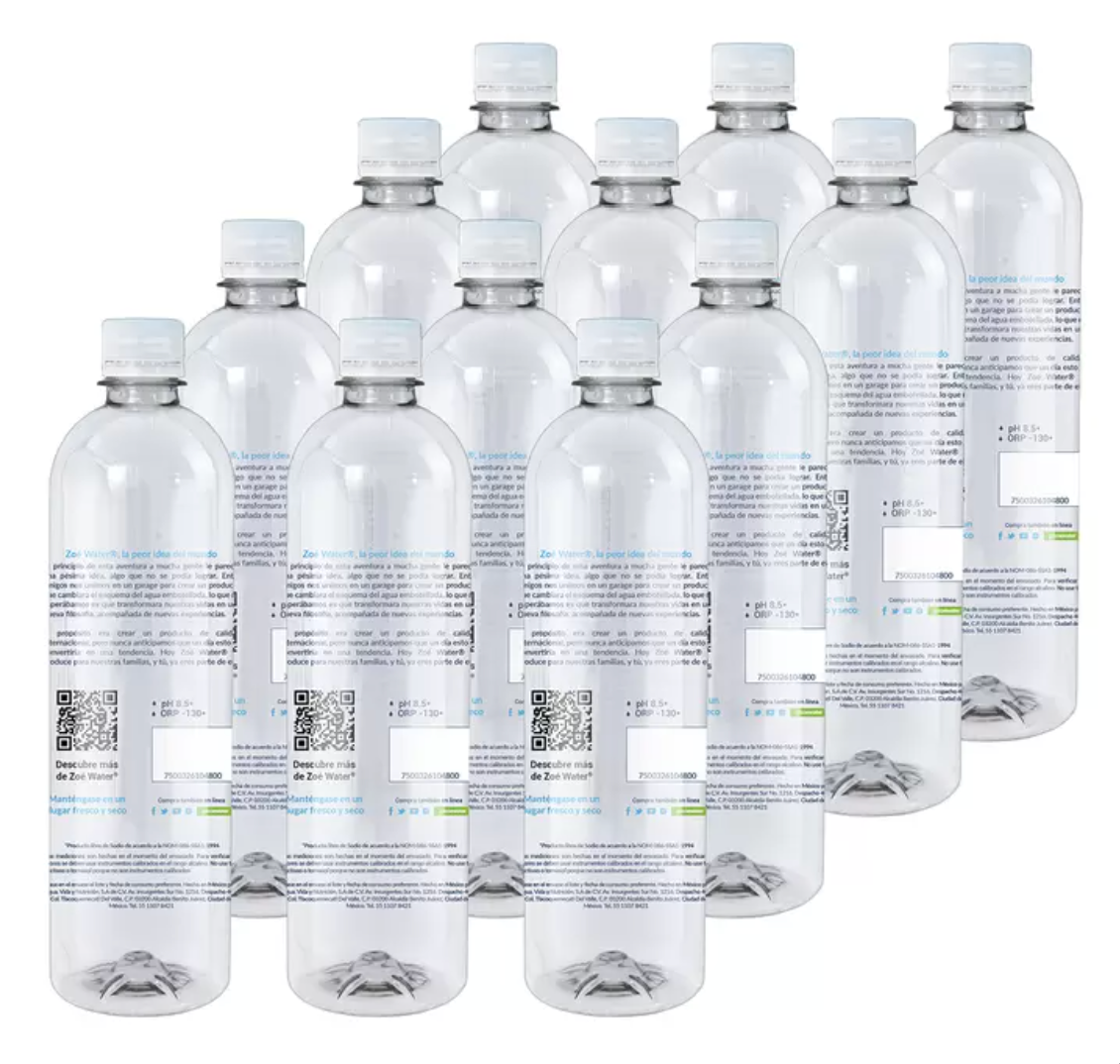 Zoé Water Agua Alcalina 12 piezas de 500 ml - KOZ