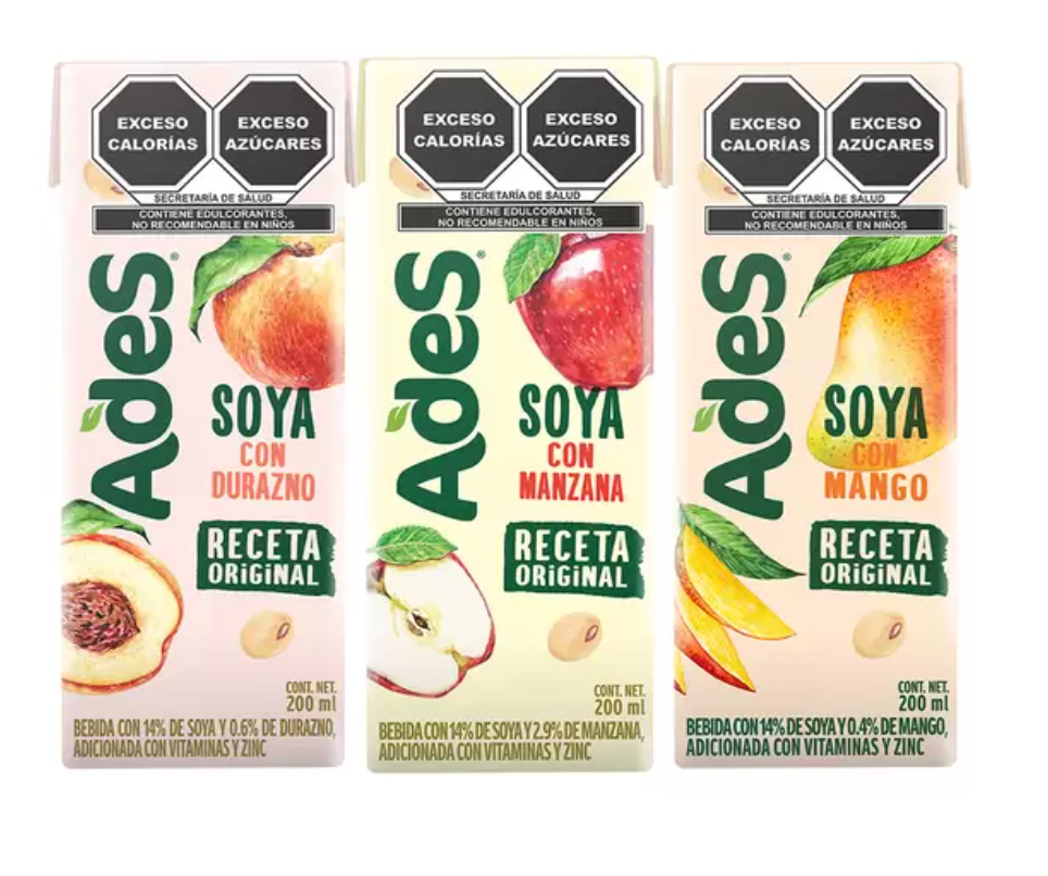 Ades Bebida de Soya Con Jugo de Frutas 36 piezas de 200ml (Varios Sabores) - .